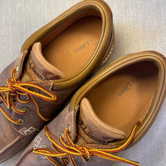 LL Bean Mens Stonington Shoes Moc Toe Leather Brown Loafer 507140 Size 14 Medium - Picture 3 of 9
